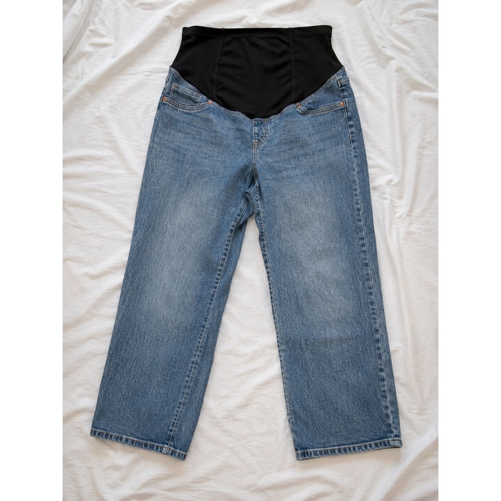 Isabel Maternity Vintage Straight Full Panel Jeans Medium Wash Size 10
